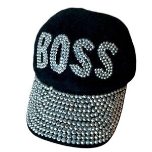 Pop fizzy BOSS Fur and Rhinestone Embellished Cap